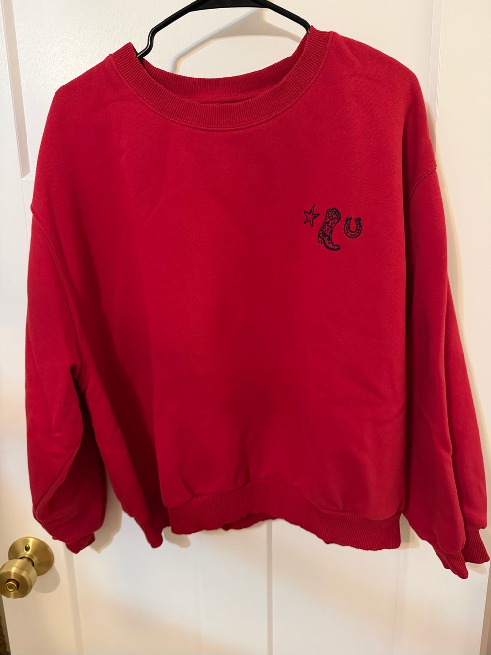 Wrangler Red Crewneck Sweatshirt with Western embroidery